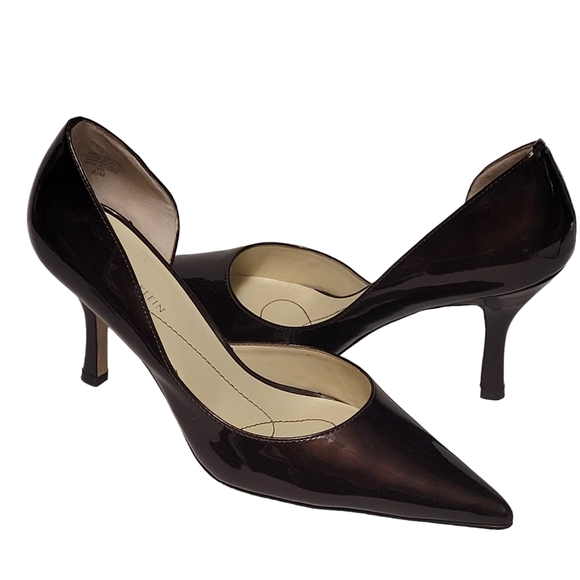 Anne Klein Christa Patent Bronze Leather Pointed Toe Slip-on Pumps Heels - Picture 10 of 13